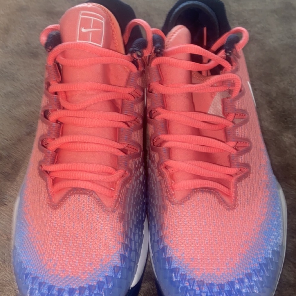 Blue and coral Nikes